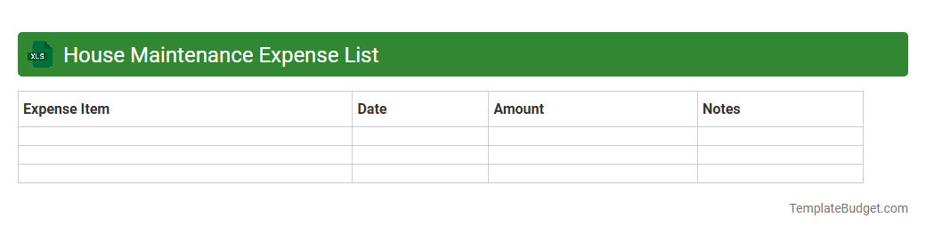 House Maintenance Expense List