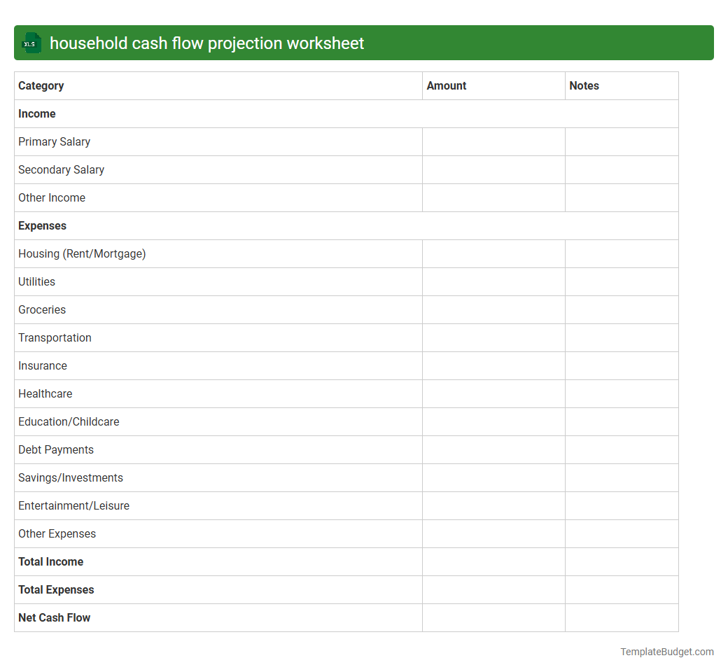 household cash flow projection worksheet