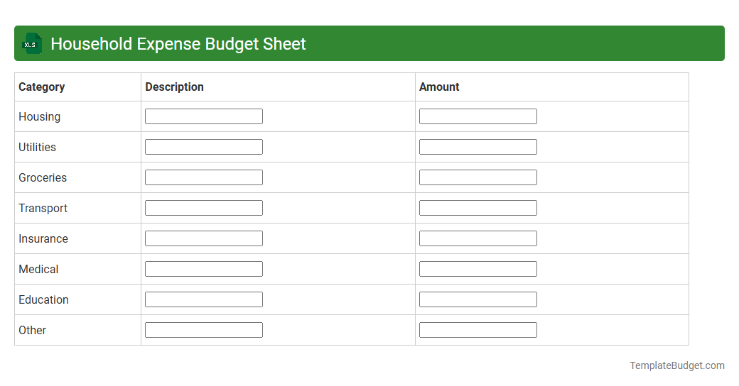 Household Expense Budget Sheet