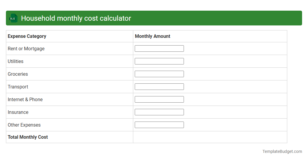 Household monthly cost calculator