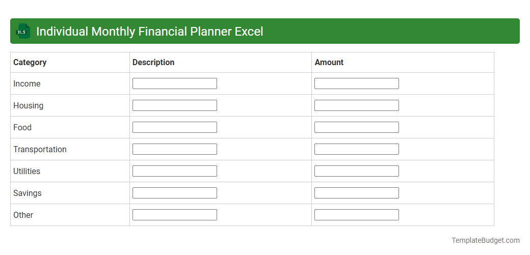 Individual Monthly Financial Planner Excel