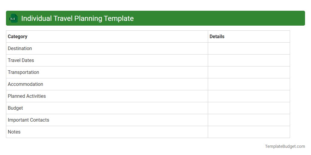 Individual Travel Planning Template