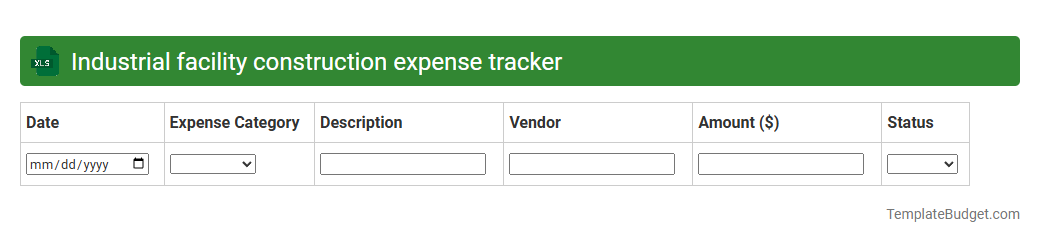 Industrial facility construction expense tracker
