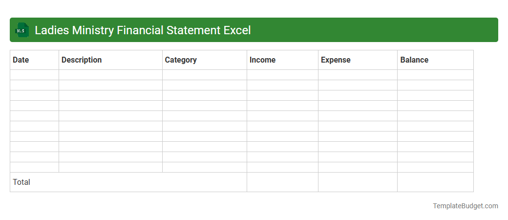 Ladies Ministry Financial Statement Excel