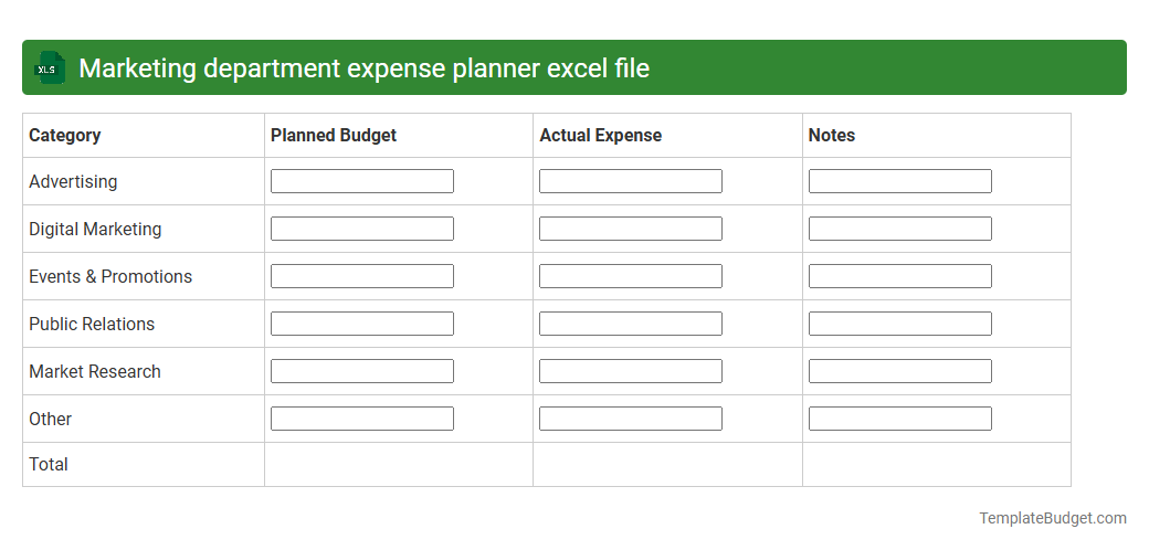 Marketing department expense planner excel file