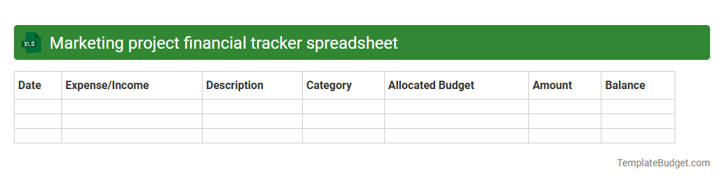 Marketing project financial tracker spreadsheet
