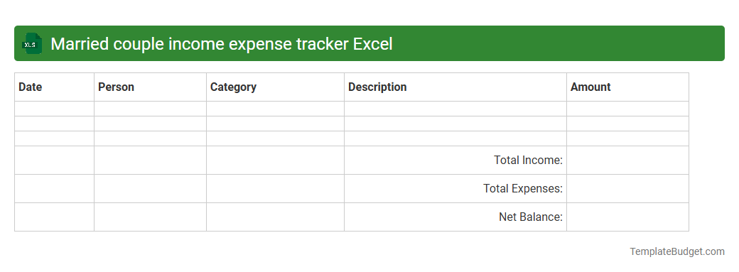 Married couple income expense tracker Excel