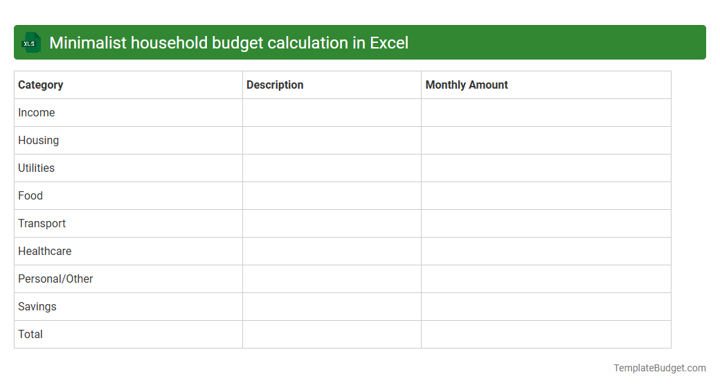Minimalist household budget calculation in Excel