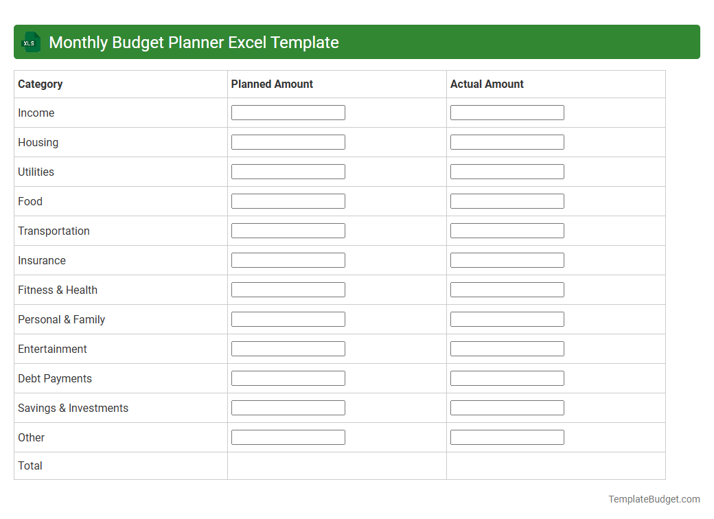 Monthly Budget Planner Excel Template