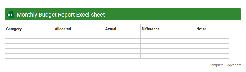 Monthly Budget Report Excel sheet