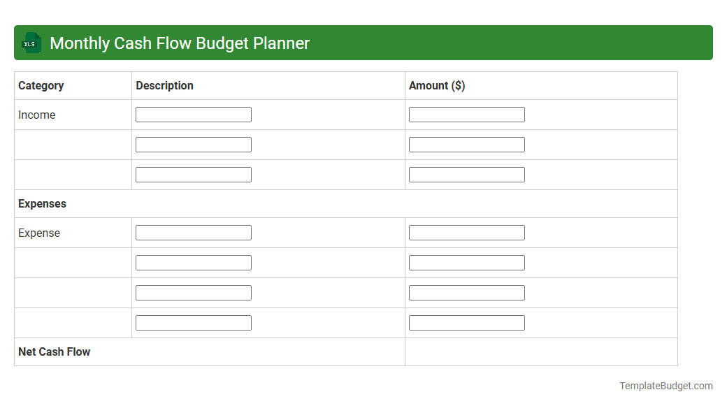 Monthly Cash Flow Budget Planner