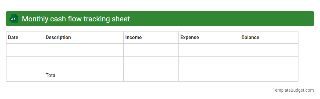 Monthly cash flow tracking sheet