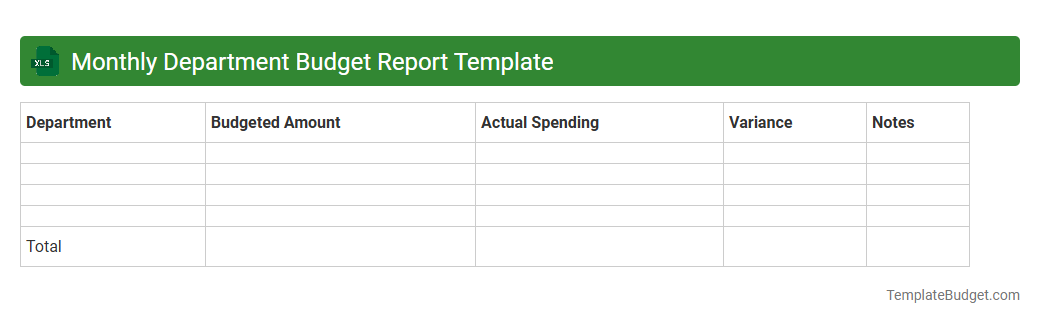 Monthly Department Budget Report Template