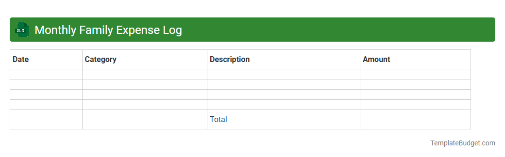 Monthly Family Expense Log