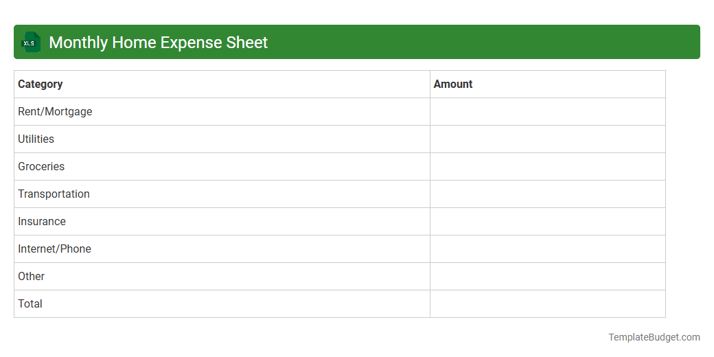 Monthly Home Expense Sheet