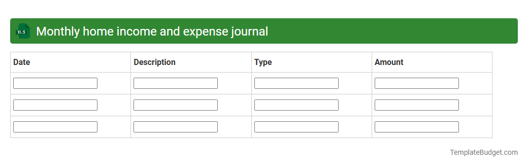 Monthly home income and expense journal