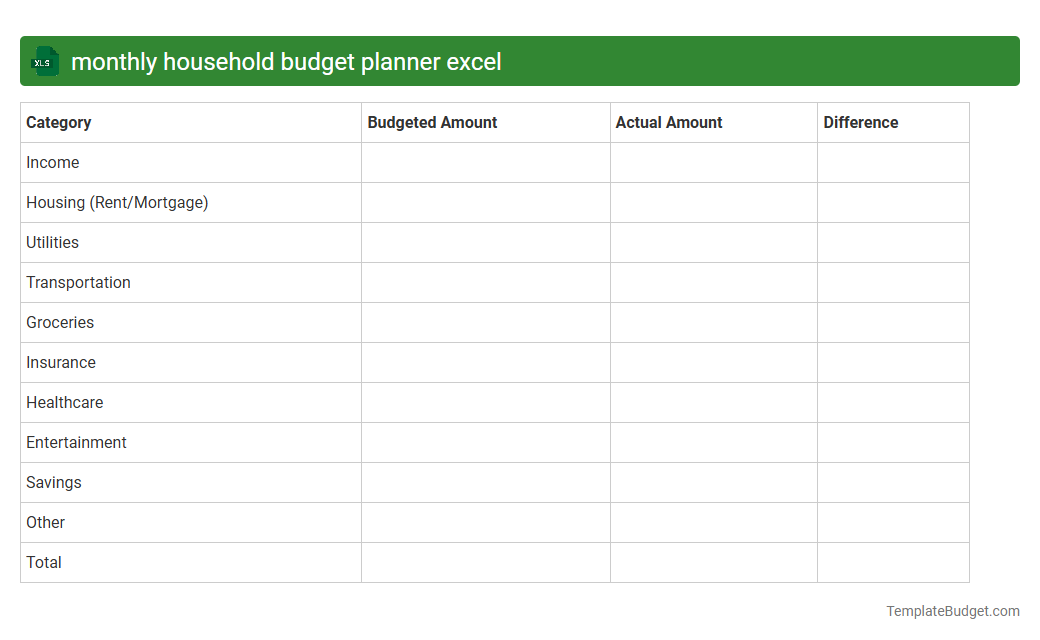monthly household budget planner excel