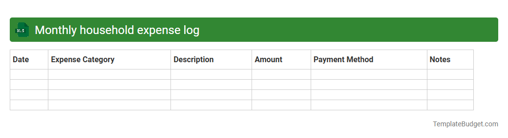 Monthly household expense log