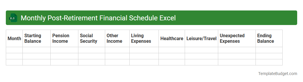 Monthly Post-Retirement Financial Schedule Excel