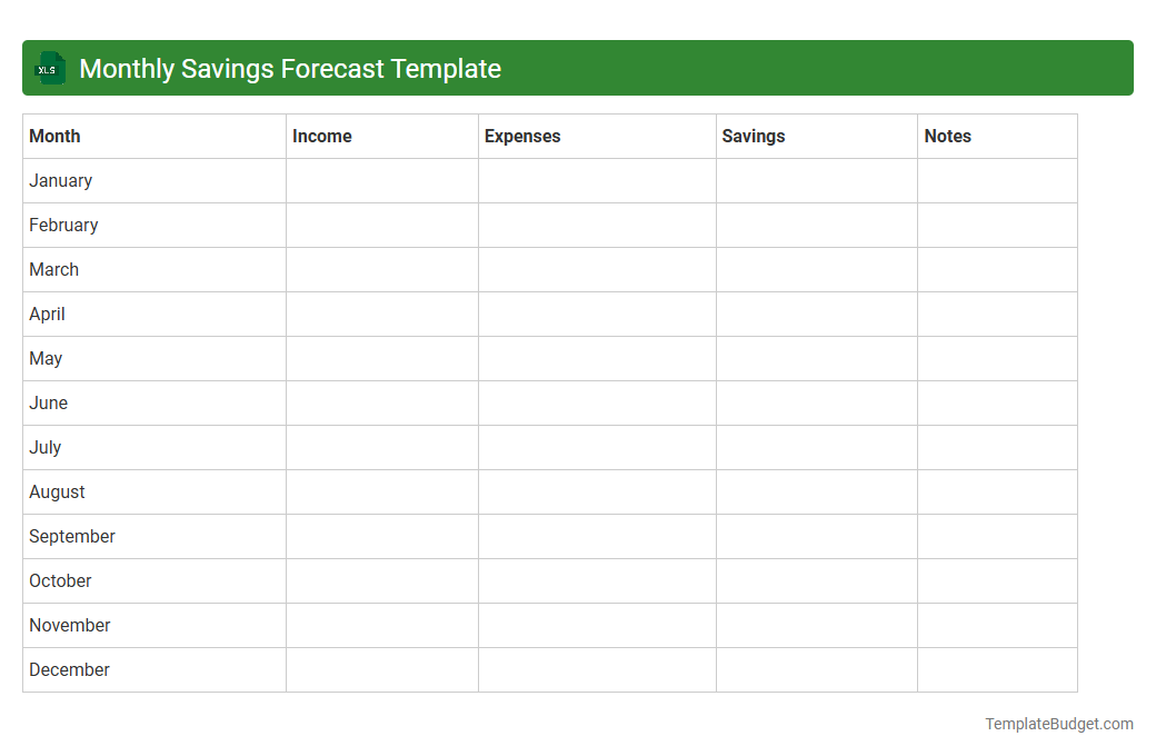 Monthly Savings Forecast Template