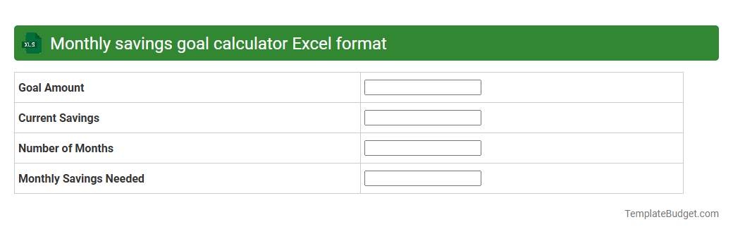 Monthly savings goal calculator Excel format