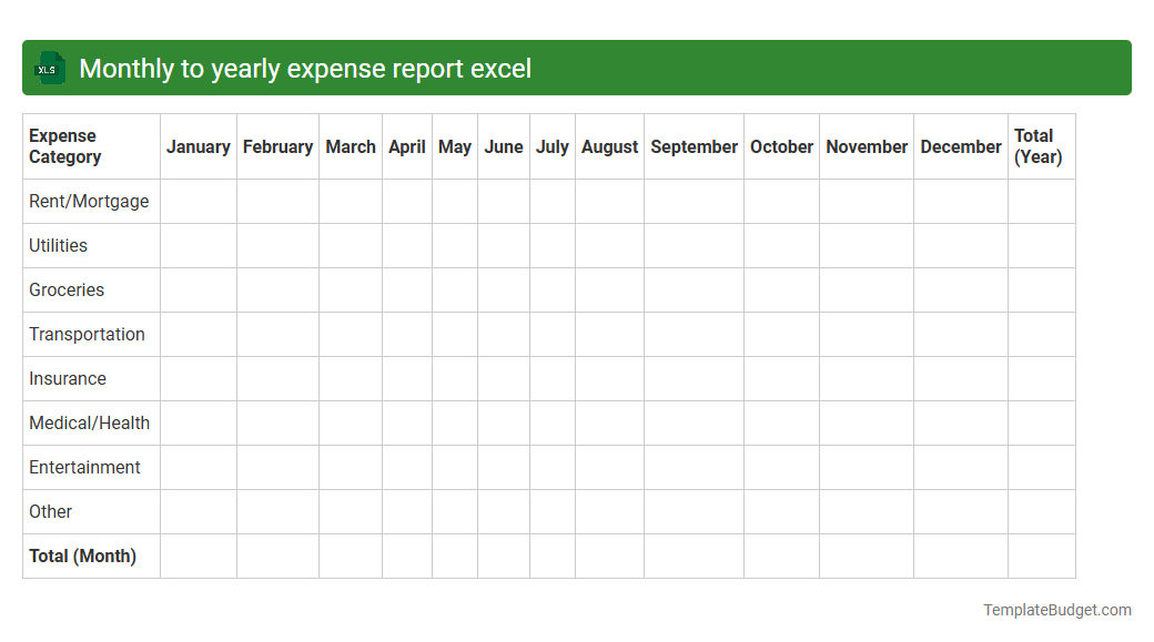 Monthly to yearly expense report excel