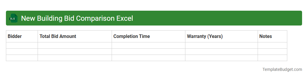 New Building Bid Comparison Excel