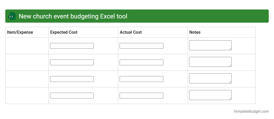 New church event budgeting Excel tool