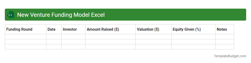 New Venture Funding Model Excel
