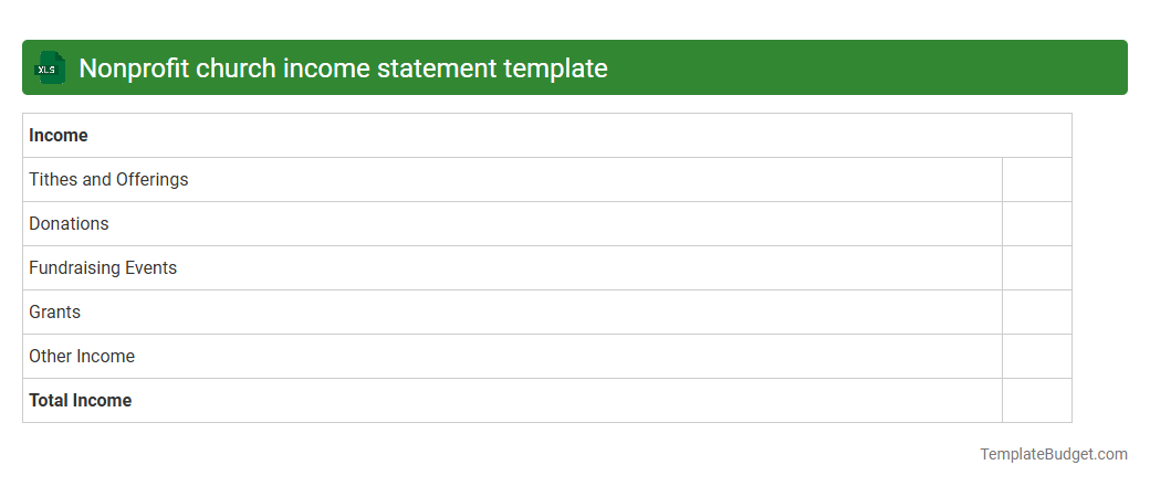 Nonprofit church income statement template