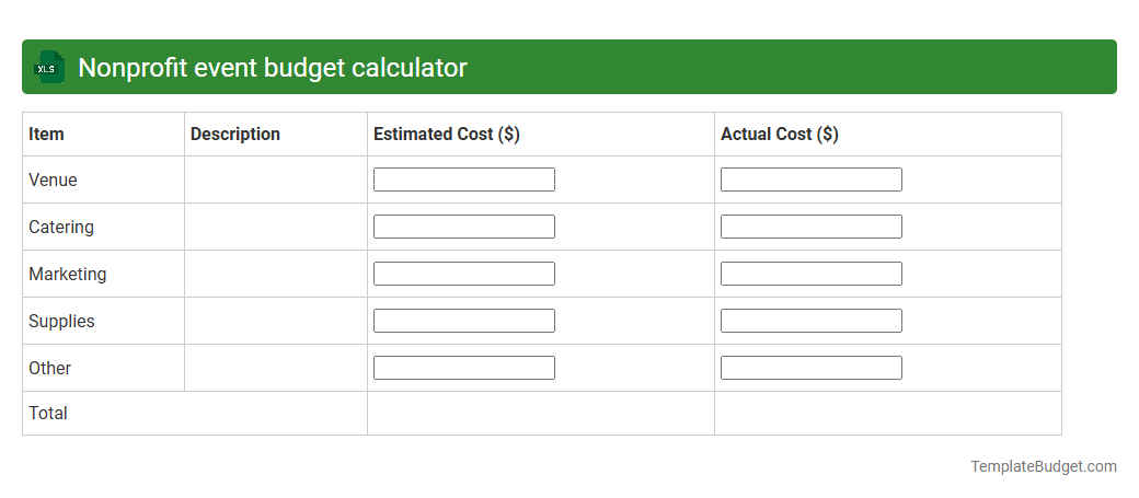 Nonprofit event budget calculator