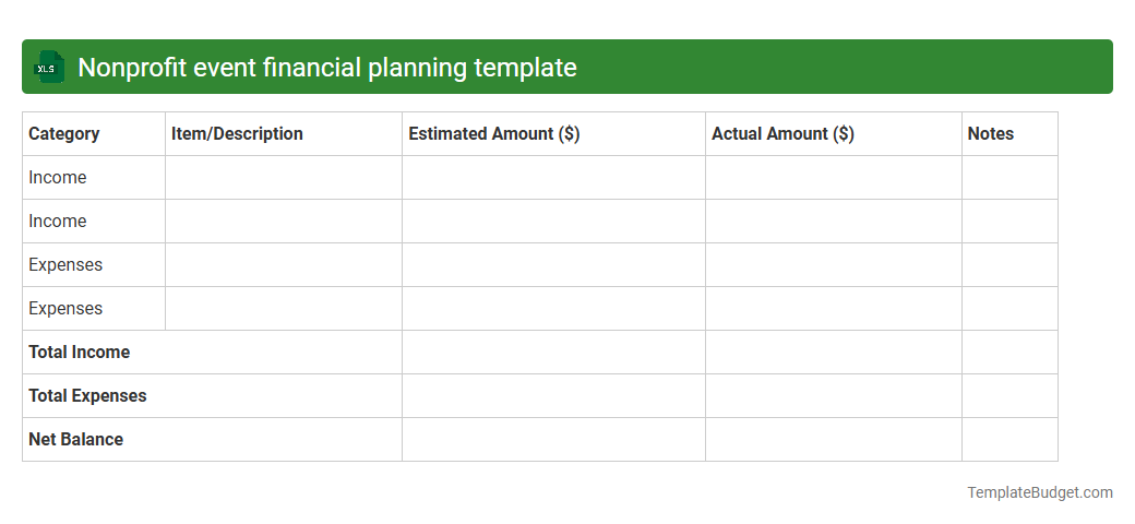 Nonprofit event financial planning template