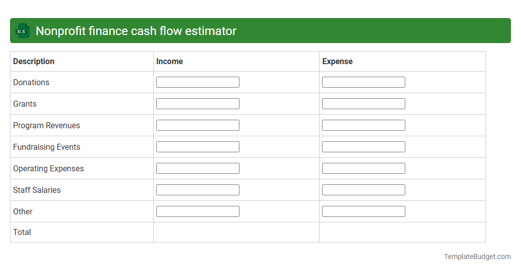 Nonprofit finance cash flow estimator