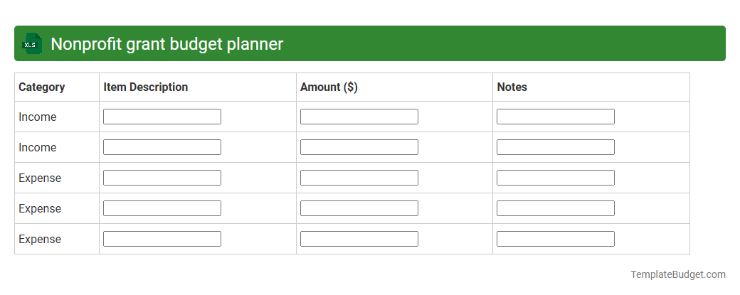 Nonprofit grant budget planner