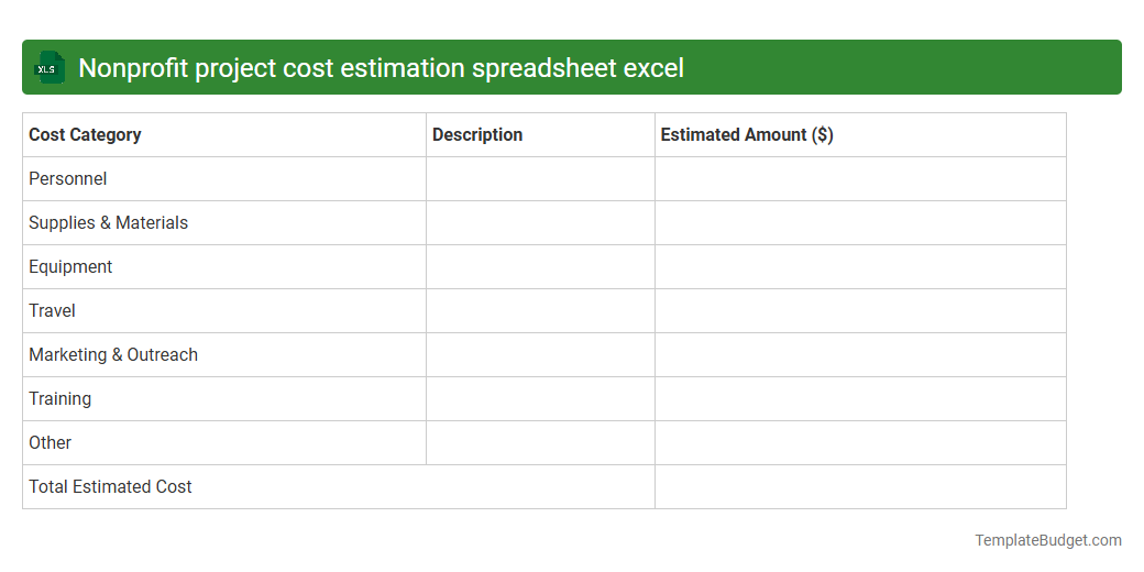 Nonprofit project cost estimation spreadsheet excel