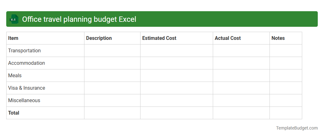 Office travel planning budget Excel