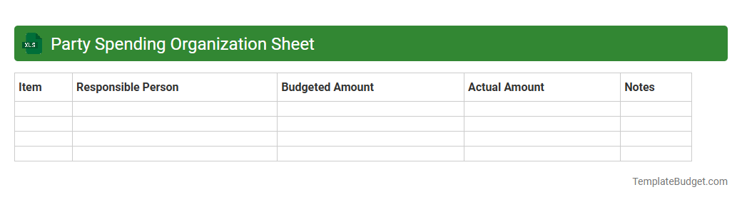 Party Spending Organization Sheet