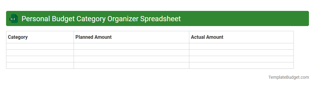 Personal Budget Category Organizer Spreadsheet