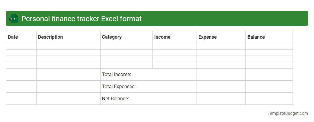 Personal finance tracker Excel format