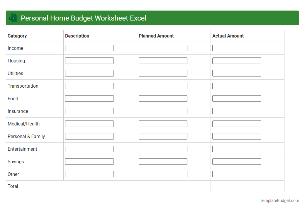 Personal Home Budget Worksheet Excel