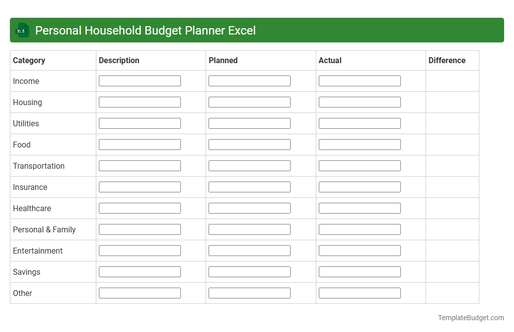 Personal Household Budget Planner Excel