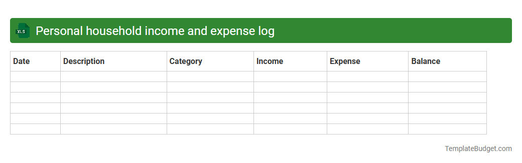Personal household income and expense log