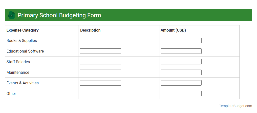 Primary School Budgeting Form