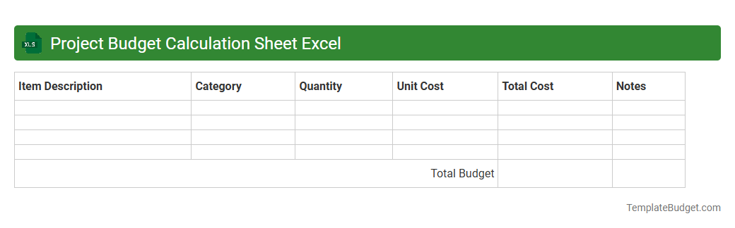 Project Budget Calculation Sheet Excel