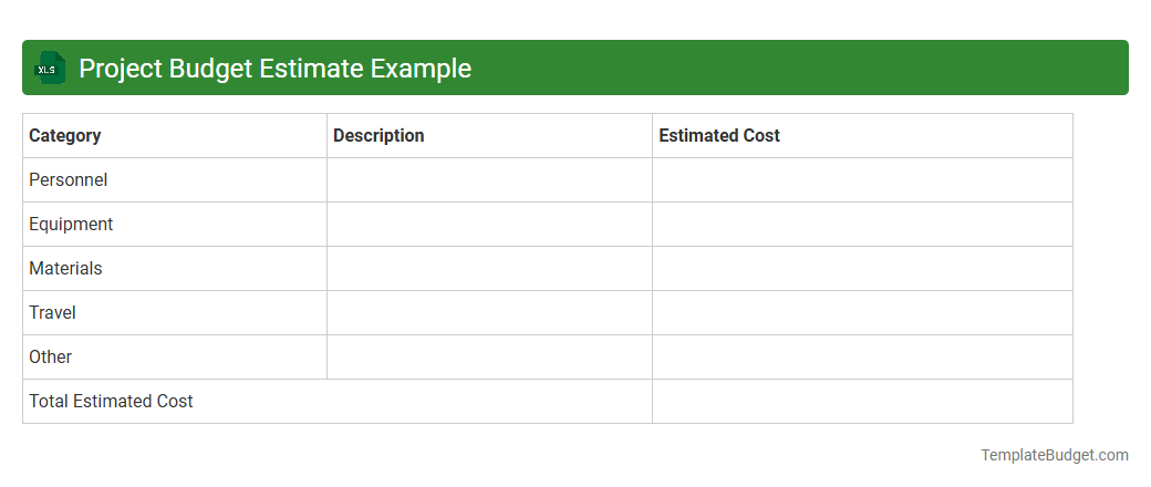 Project Budget Estimate Example