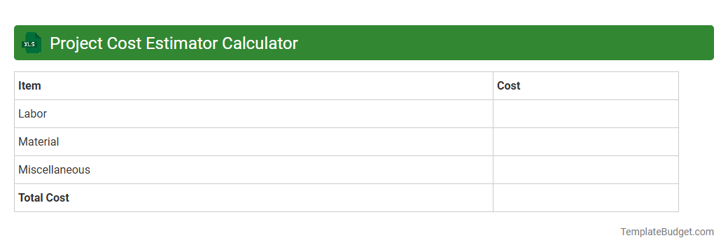 Project Cost Estimator Calculator