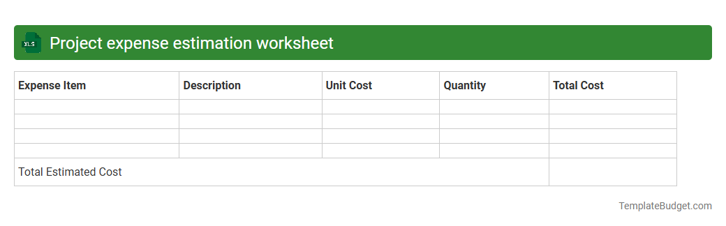 Project expense estimation worksheet