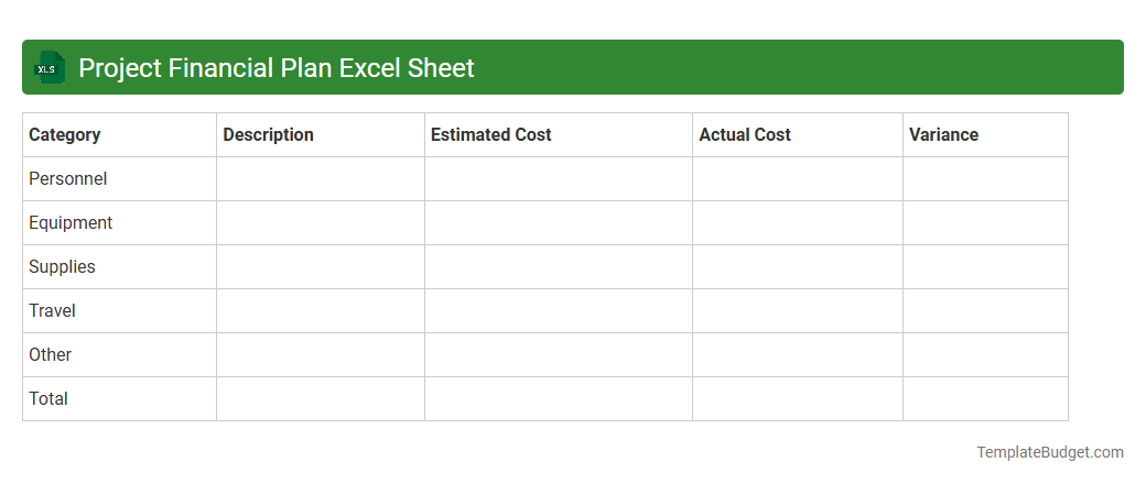 Project Financial Plan Excel Sheet