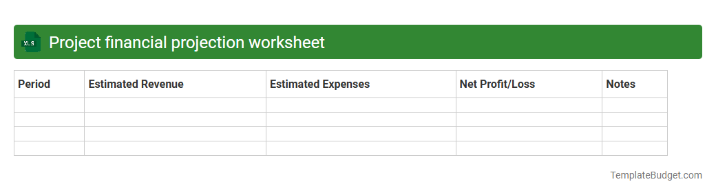 Project financial projection worksheet