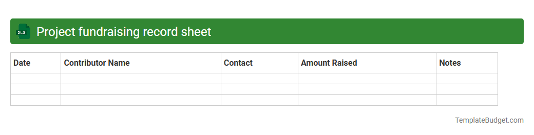 Project fundraising record sheet